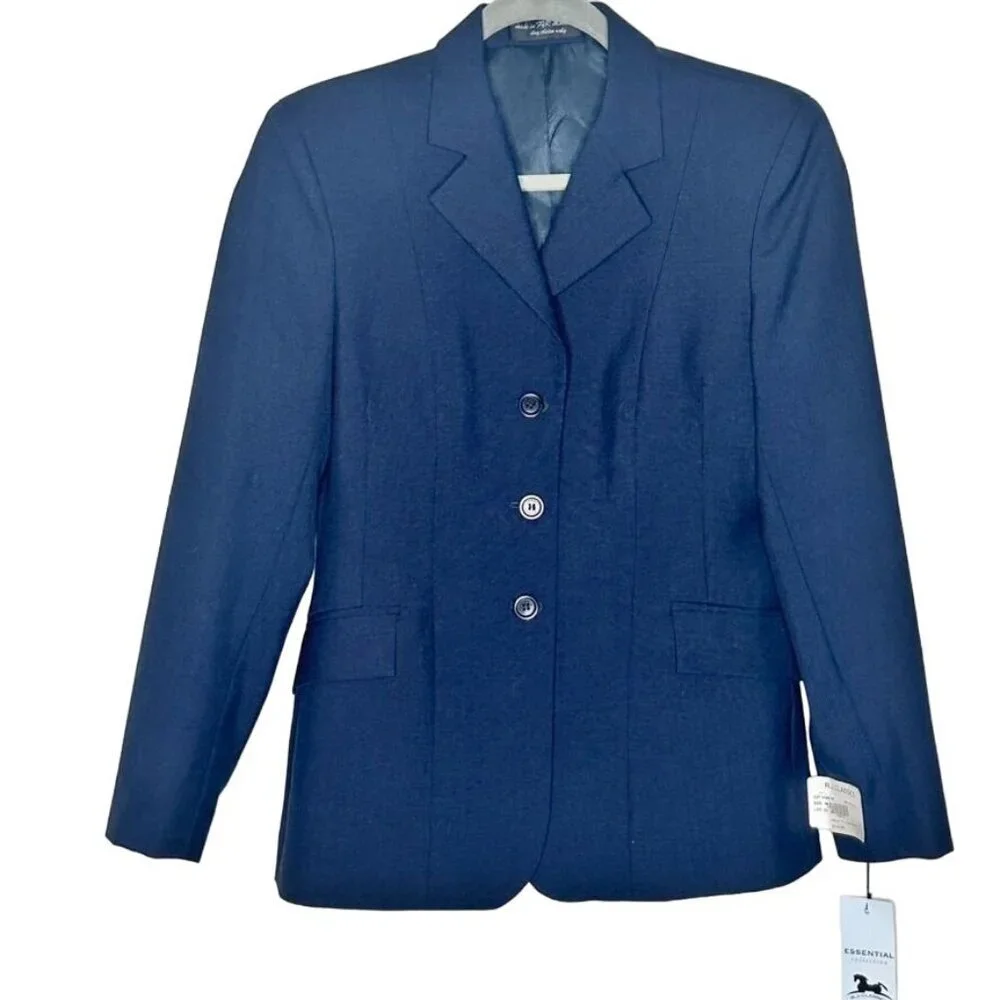 NWT RJ Classics Womens Blazer 4R Navy Wool Blend 3 button office career business